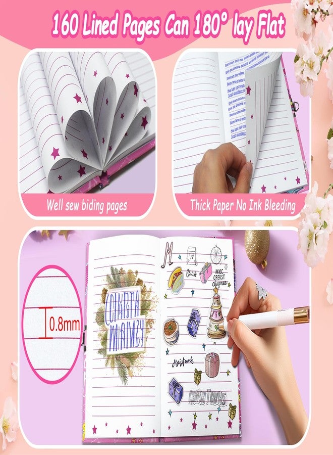 GINMLYDA Girls Diary with Lock for Kids, 7x5.25 Inches 160 Lined Pages Secret Pink Princess Notebook for Girls Journal with Lock for Kids Pre School Writing Drawing Cute Girls Gifts for Birthday - Image 4